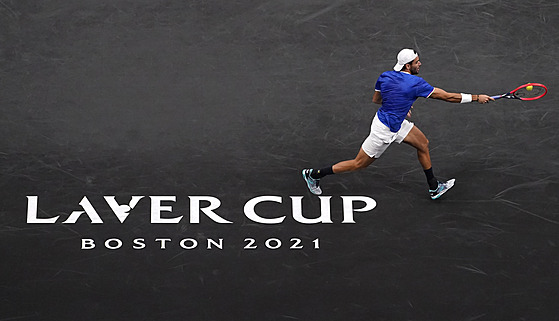 Matteo Berrettini z týmu Evropy v zápase Laver Cupu v Bostonu