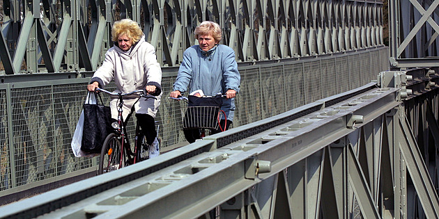 Most typu Bailey Bridge pes eku Orlici v Hradci Králové.