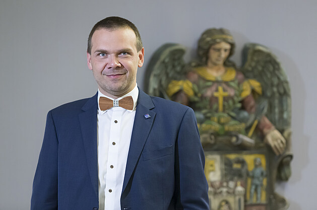 Lídr Koalice SPOLU, plzeský primátor, Martin Baxa. (24. 9. 2021)