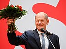 Volební lídr SPD Olaf Scholz na jednání vedení strany v Berlín (27. záí 2021)