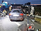 Na D46 u Prostjova se ped 5.00 srazil kamion s osobním autem, pi nehod...
