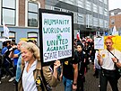 Lidé v Haagu vyli do ulic. Protestovaly proti covid pasm (25. záí 2021)