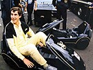 Ayrton Senna za volantem C5 v barvách John Player Special jeho týmu Lotus v...