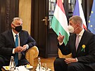 Maarský premiér Viktor Orbán a eský premiér Andrej Babi ped jednáním v...