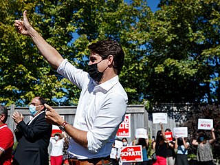 Kanadský premiér Justin Trudeau na volebním meetingu. V Kanadě začaly předčasné...