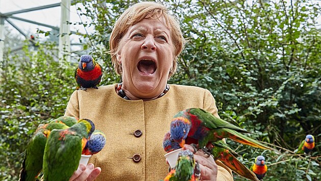 Angela Merkelov navtvila pta park v Marlow. (24. z 2021)