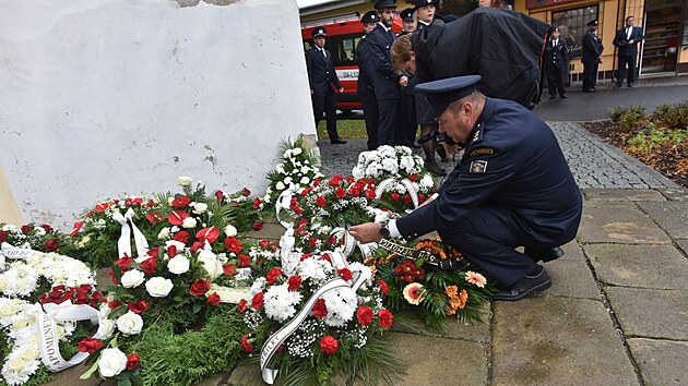 Pohřeb dobrovolného hasiče Jaroslava Fily, který zahynul při výbuchu plynu v Koryčanech 15. září 2021.