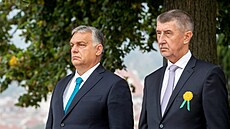 Premiér Andej Babi a maarský premiér Viktor Orbán, pi poctách k jeho státní...