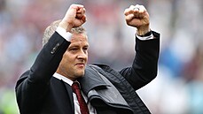Trenér fotbalistů Manchesteru United Ole Gunnar Solskjaer slaví ligové...