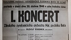 Plakát, který zval na zahajovací koncert zlínského symfonického orchestru, na...