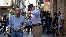 Wallace Shawn a Woody Allen při natáčení filmu Festival pana Rifkina