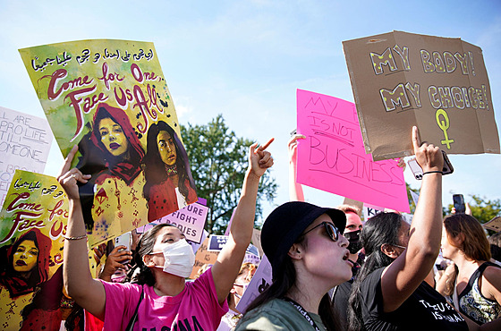 Pochod za ženská práva na potrat ve Washingtonu.