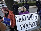 Zastánci EU demonstrují ped ústavním soudem ve Varav. (7. íjna 2021)