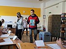 Volební místnost v eských Budjovicích. (8. íjna 2021)