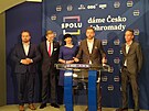 Lídi koalic SPOLU a Piráti a starostové, zleva Marian Jureka, Petr Fiala,...