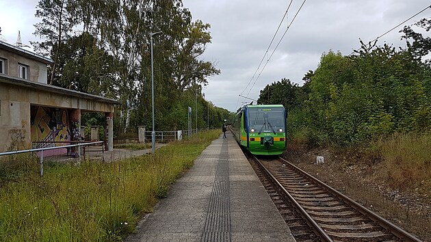 Vlak ve stanici Litvínov-město.