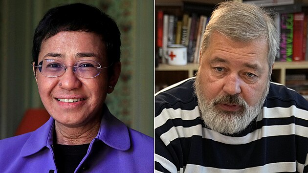 Nobelovu cenu za mr zskali novini Maria Ressaov (vlevo) a Dmitrij Muratov. Dvojice usiluje o zajitn svobody projevu na Filipnch a v Rusku.