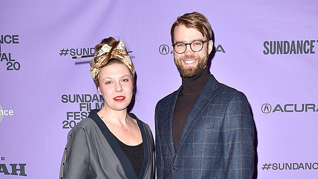 Barbora Kysilkov a producent Benjamin Ree na premie filmu Malka a zlodj bhem festivalu Sundance 2020 v divadle Prospector Square (23. ledna 2020)