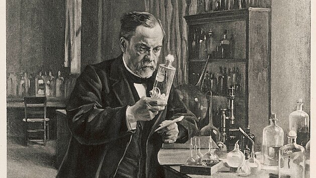 Mikrobiolog a chemik Louis Pasteur ve sv laboratoi