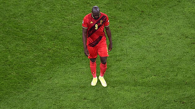 Romelu Lukaku z Belgie po porce s Franci