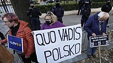 Zastánci EU demonstrují ped ústavním soudem ve Varav. (7. íjna 2021)