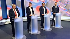 Závrená debata lídr politických stran na TV Nova. Zleva Votch Filip (KSM),...