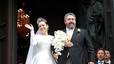 Nevěsta Rebecca Bettariniová a ženich Georgij Romanov (Petrohrad, 1. října 2021)