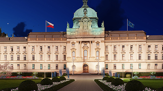 Strakova akademie je eklekticky novobarokní budova na levém behu Vltavy na...