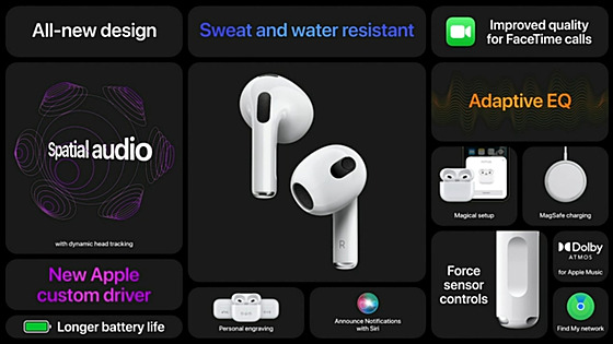 Apple představil třetí generaci sluchátek AirPods.