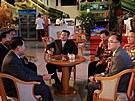 Kim ong-un na severokorejské obranné konferenci (12. íjna 2021)