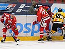 Utkání 14. kola hokejové extraligy: HC Olomouc - HC Verva Litvínov. Zleva Jan...
