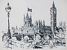 Obraz Londýna na výstav Zdeka indlara v galerii Na Hrad v Hradci Králové