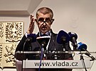 Premiér Andrej Babi promluvil na tiskové konferenci k ukonení innosti...