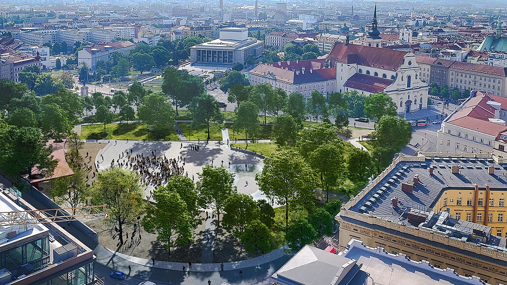 Dominantou Moravského náměstí po rekonstrukci bude centrální plocha sloužící ke...