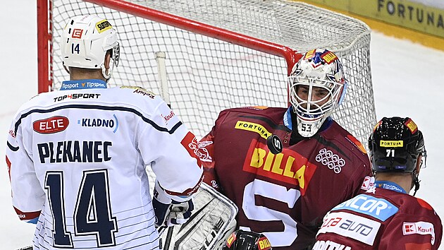 Utkání 15. kola hokejové extraligy: HC Sparta Praha - Rytíi Kladno. Branká...