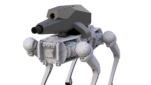 Americk firma Ghost Robotics ukzala robotickho psa ozbrojenho automatickou pukou. (14. jna 2021)