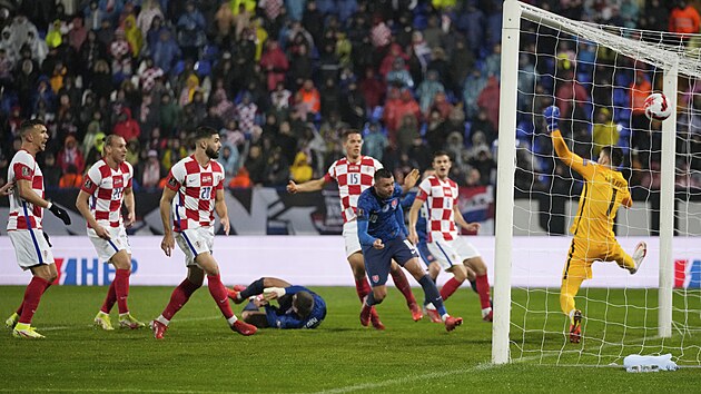 Slovensk fotbalista Ivan Schranz stl gl v duelu s Chorvatskem.