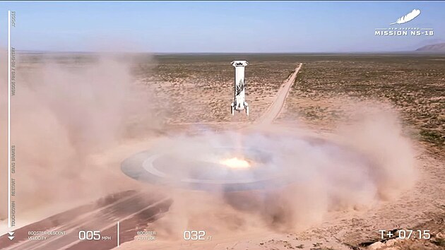 Pistn samotn rakety New Shepard 2.0 po misi NS-18