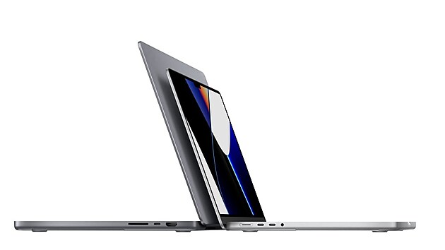 Dvojice notebooků MacBook Pro s 16- a 14palcovým displejem