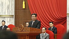 Severokorejský vdce Kim ong-un v projevu k 76. výroí Korejské strany práce....