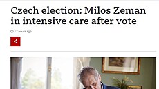 O hospitalizaci eského prezidenta Miloe Zemana referovala i stanice BBC.