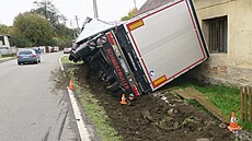 Havárie polského kamionu v Širokém Brodu na Jesenicku