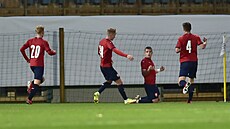Hráči české reprezentace se radují z prvního gólu v utkání s Kosovem, který dal...