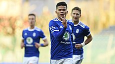 Ewerton z Boleslavi se raduje z první branky do sít Bohemians.