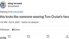 Lidé na sociálních sítích komentují vzhled herce Toma Cruise. (9. íjna 2021)