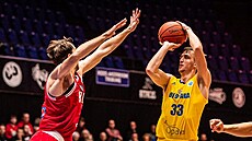 Jakub Slavík (ve �lutém) z Opavy st�ílí na ko� Den Bosch.