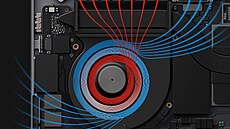 Nov systm chlazen u notebook MacBook Pro slibuje o 50 procent vy prtok vzduchu.
