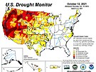 Západ USA trápí extrémní dlouhodobé sucho. ím tmaví barva, tím je situace...