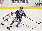 Hokejová extraliga, 19. kolo, Kladno - Liberec. Vlevo Luká Derner, vpravo...