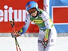Amerianka Mikaela Shiffrinová se raduje z vítzství v obím slalomu v Söldenu.
